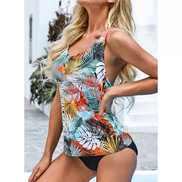 Dokotoo Womens 2023 Summer Striped Print Racerback Tankini Swim Top No Bottom 