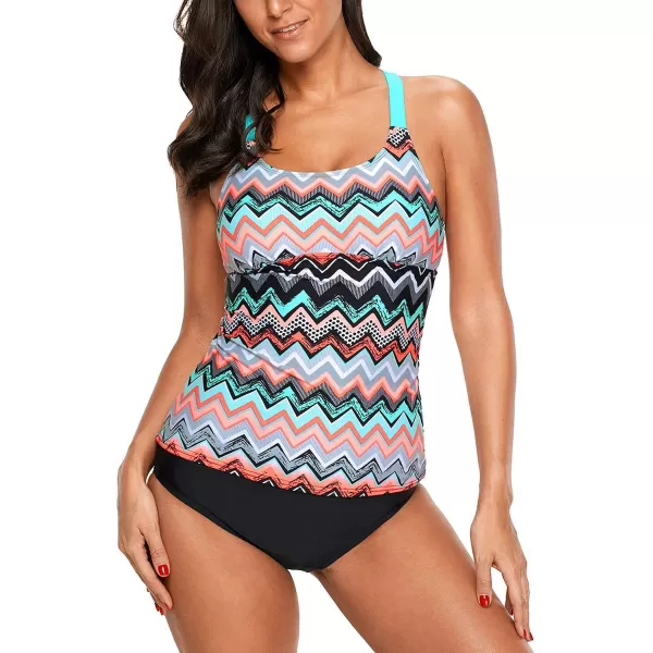 Dokotoo Womens 2023 Summer Striped Print Racerback Tankini Swim Top No Bottom 