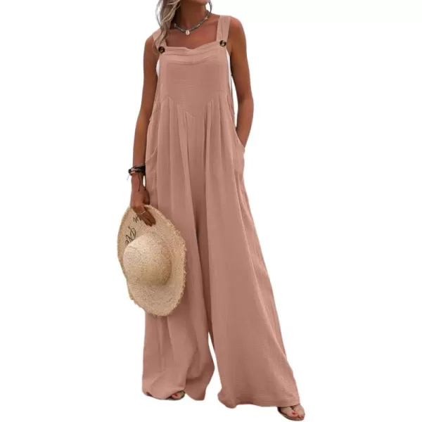 Dokotoo Women's Casual Loose Overalls Jumpsuits Adjustable Straps Wide Leg Long Pant Rompers With Pockets