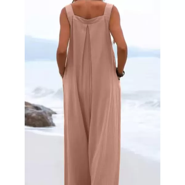 Dokotoo Women's Casual Loose Overalls Jumpsuits Adjustable Straps Wide Leg Long Pant Rompers With Pockets