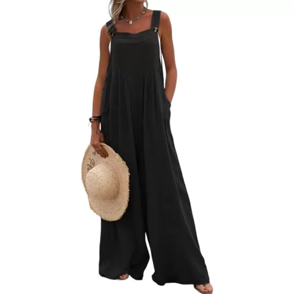 Dokotoo Women's Casual Loose Overalls Jumpsuits Adjustable Straps Wide Leg Long Pant Rompers With Pockets