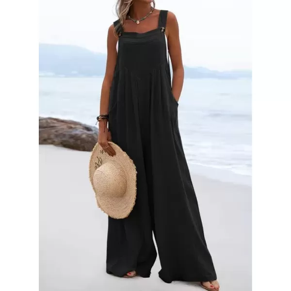 Dokotoo Women's Casual Loose Overalls Jumpsuits Adjustable Straps Wide Leg Long Pant Rompers With Pockets