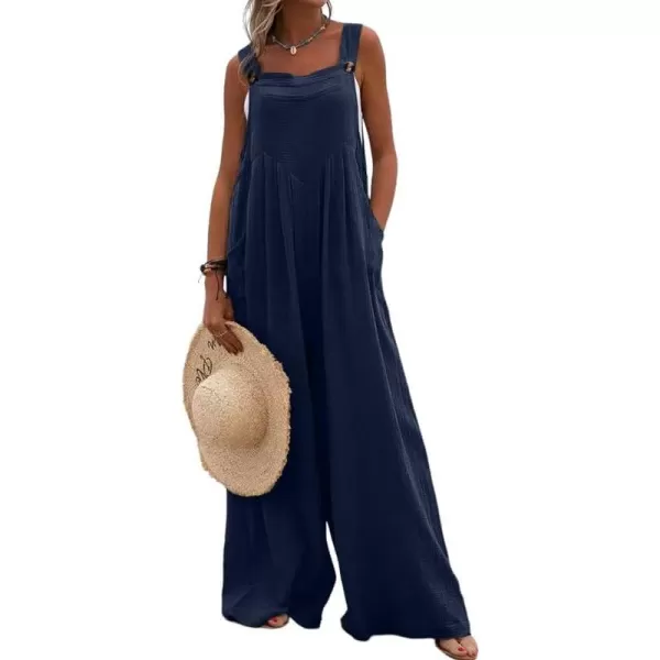 Dokotoo Women's Casual Loose Overalls Jumpsuits Adjustable Straps Wide Leg Long Pant Rompers With Pockets
