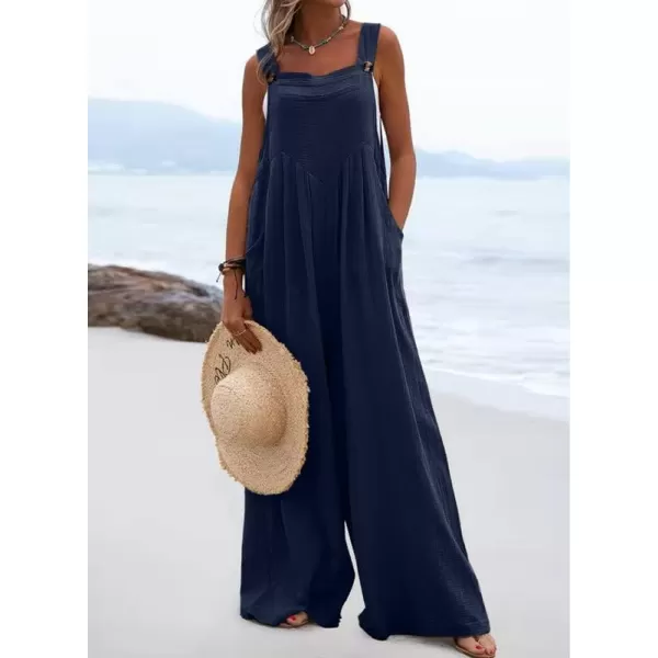 Dokotoo Women's Casual Loose Overalls Jumpsuits Adjustable Straps Wide Leg Long Pant Rompers With Pockets