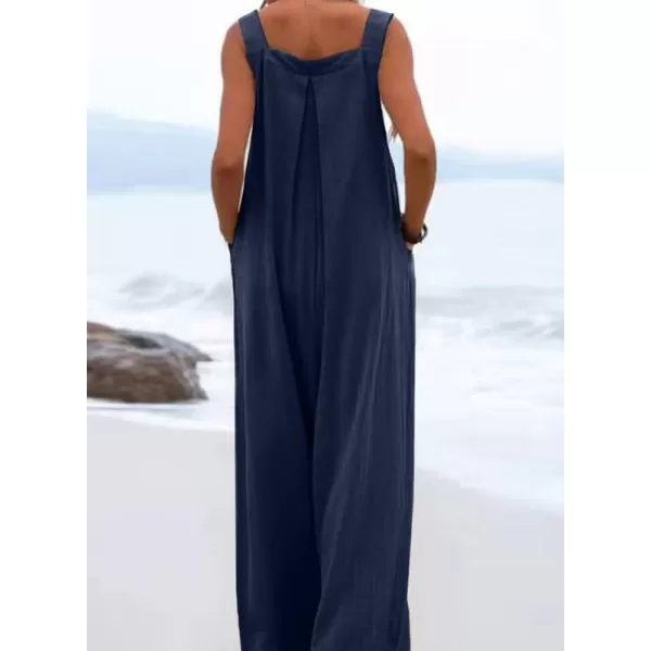Dokotoo Women's Casual Loose Overalls Jumpsuits Adjustable Straps Wide Leg Long Pant Rompers With Pockets