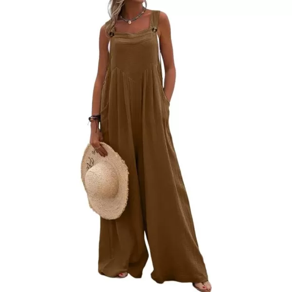 Dokotoo Women's Casual Loose Overalls Jumpsuits Adjustable Straps Wide Leg Long Pant Rompers With Pockets