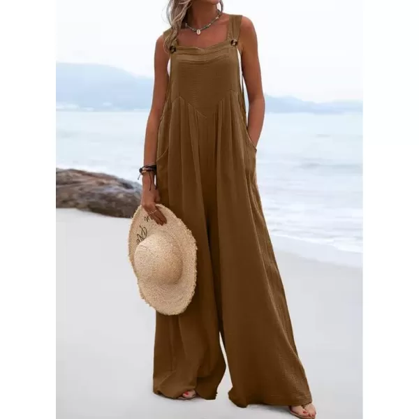 Dokotoo Women's Casual Loose Overalls Jumpsuits Adjustable Straps Wide Leg Long Pant Rompers With Pockets