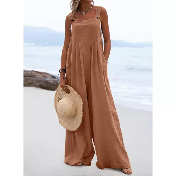 Dokotoo Women's Casual Loose Overalls Jumpsuits Adjustable Straps Wide Leg Long Pant Rompers With Pockets