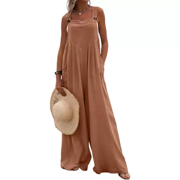 Dokotoo Women's Casual Loose Overalls Jumpsuits Adjustable Straps Wide Leg Long Pant Rompers With Pockets