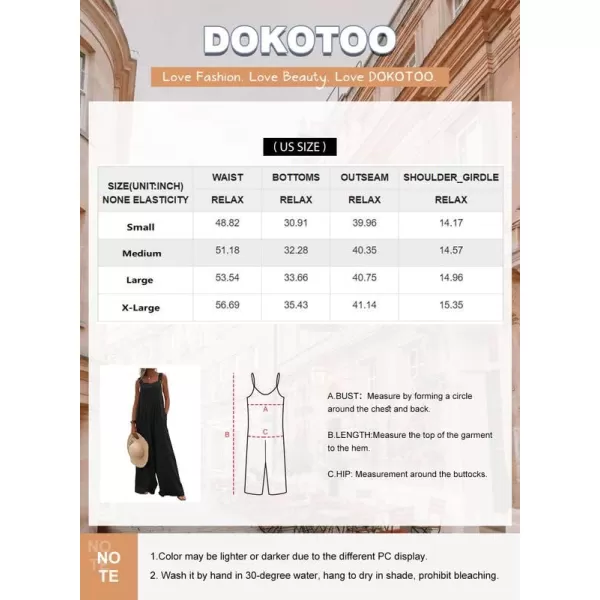 Dokotoo Women's Casual Loose Overalls Jumpsuits Adjustable Straps Wide Leg Long Pant Rompers With Pockets