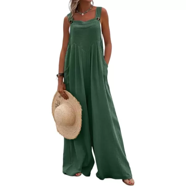 Dokotoo Women's Casual Loose Overalls Jumpsuits Adjustable Straps Wide Leg Long Pant Rompers With Pockets