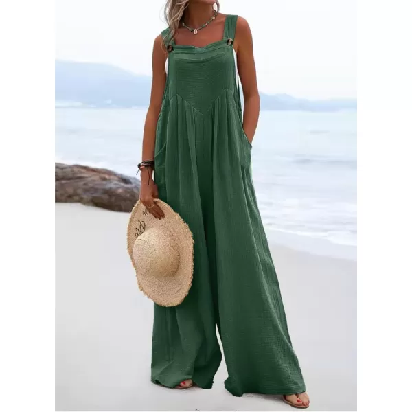 Dokotoo Women's Casual Loose Overalls Jumpsuits Adjustable Straps Wide Leg Long Pant Rompers With Pockets