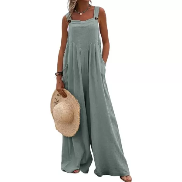 Dokotoo Women's Casual Loose Overalls Jumpsuits Adjustable Straps Wide Leg Long Pant Rompers With Pockets