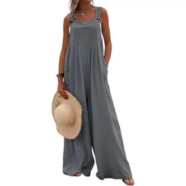 Dokotoo Women's Casual Loose Overalls Jumpsuits Adjustable Straps Wide Leg Long Pant Rompers With Pockets