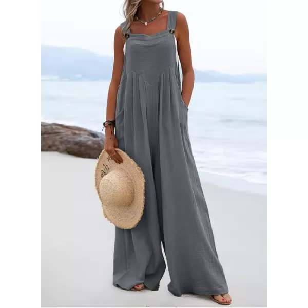 Dokotoo Women's Casual Loose Overalls Jumpsuits Adjustable Straps Wide Leg Long Pant Rompers With Pockets