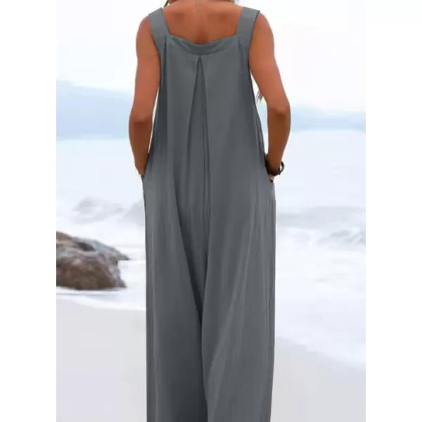 Dokotoo Women's Casual Loose Overalls Jumpsuits Adjustable Straps Wide Leg Long Pant Rompers With Pockets