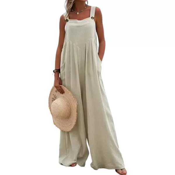 Dokotoo Women's Casual Loose Overalls Jumpsuits Adjustable Straps Wide Leg Long Pant Rompers With Pockets