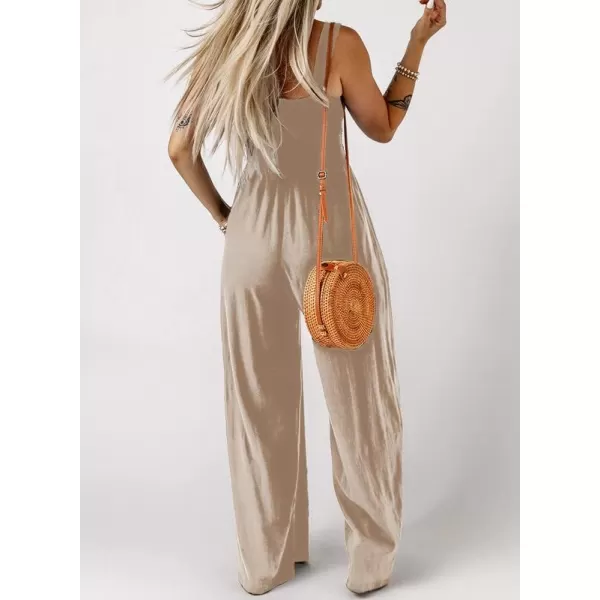 Dokotoo Women's Casual Loose Overalls Jumpsuits One Piece Sleeveless Wide Leg Long Pant Rompers With Pockets