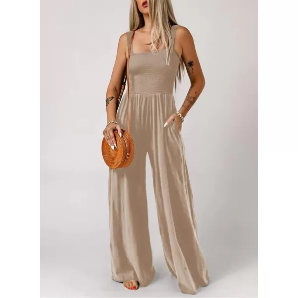 Dokotoo Women's Casual Loose Overalls Jumpsuits One Piece Sleeveless Wide Leg Long Pant Rompers With Pockets