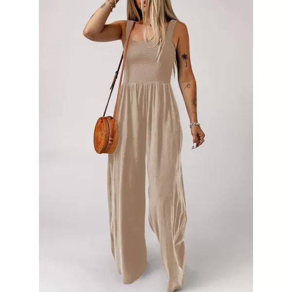 Dokotoo Women's Casual Loose Overalls Jumpsuits One Piece Sleeveless Wide Leg Long Pant Rompers With Pockets