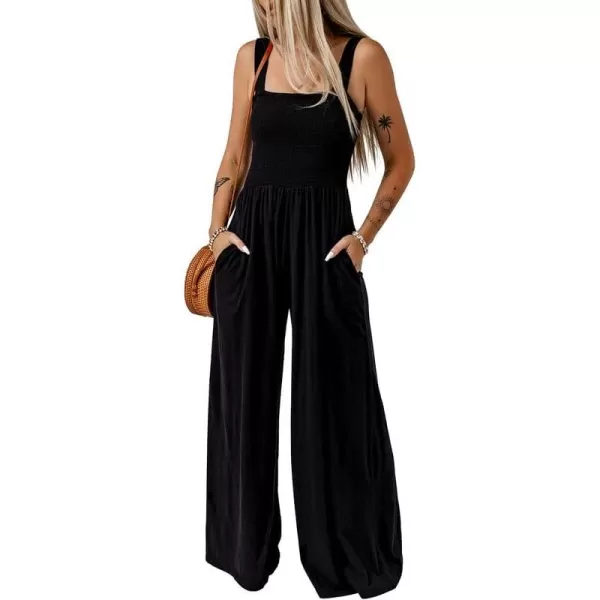 Dokotoo Women's Casual Loose Overalls Jumpsuits One Piece Sleeveless Wide Leg Long Pant Rompers With Pockets