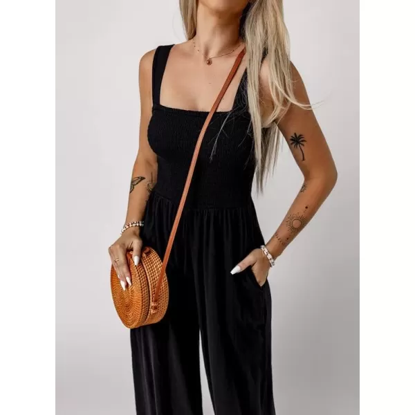 Dokotoo Women's Casual Loose Overalls Jumpsuits One Piece Sleeveless Wide Leg Long Pant Rompers With Pockets