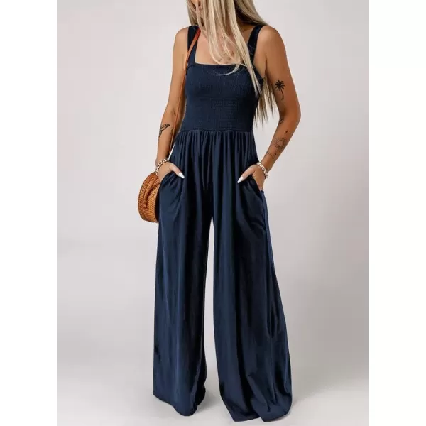 Dokotoo Women's Casual Loose Overalls Jumpsuits One Piece Sleeveless Wide Leg Long Pant Rompers With Pockets