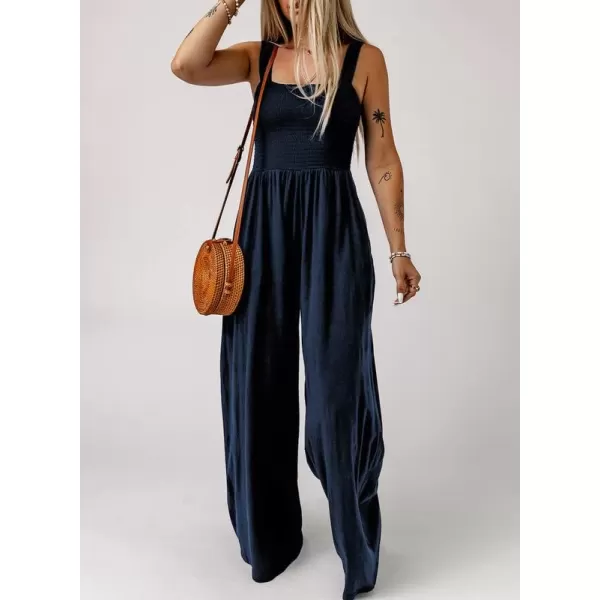 Dokotoo Women's Casual Loose Overalls Jumpsuits One Piece Sleeveless Wide Leg Long Pant Rompers With Pockets