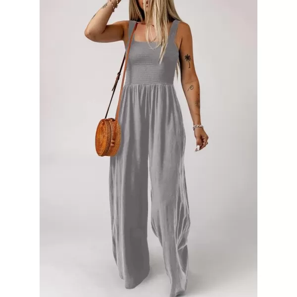 Dokotoo Women's Casual Loose Overalls Jumpsuits One Piece Sleeveless Wide Leg Long Pant Rompers With Pockets