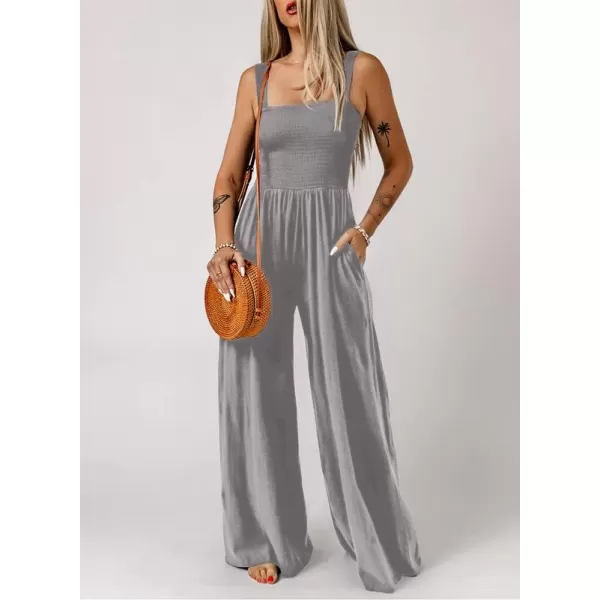 Dokotoo Women's Casual Loose Overalls Jumpsuits One Piece Sleeveless Wide Leg Long Pant Rompers With Pockets