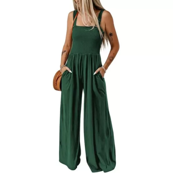 Dokotoo Women's Casual Loose Overalls Jumpsuits One Piece Sleeveless Wide Leg Long Pant Rompers With Pockets