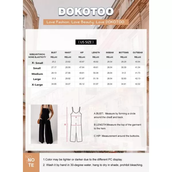 Dokotoo Women's Casual Loose Overalls Jumpsuits One Piece Sleeveless Wide Leg Long Pant Rompers With Pockets