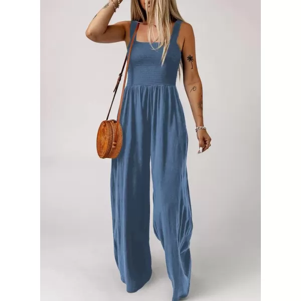 Dokotoo Women's Casual Loose Overalls Jumpsuits One Piece Sleeveless Wide Leg Long Pant Rompers With Pockets