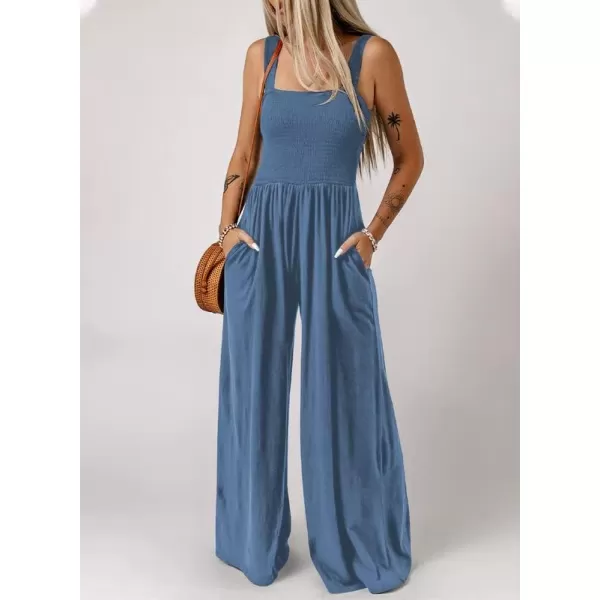 Dokotoo Women's Casual Loose Overalls Jumpsuits One Piece Sleeveless Wide Leg Long Pant Rompers With Pockets