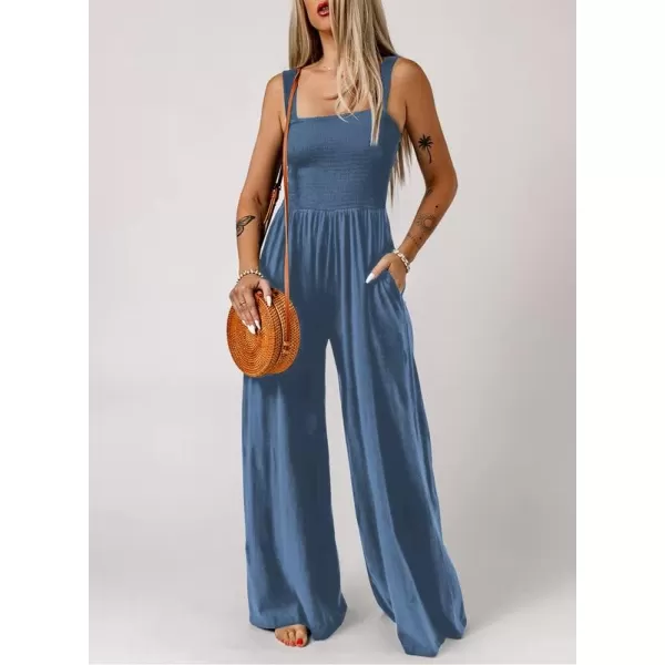 Dokotoo Women's Casual Loose Overalls Jumpsuits One Piece Sleeveless Wide Leg Long Pant Rompers With Pockets