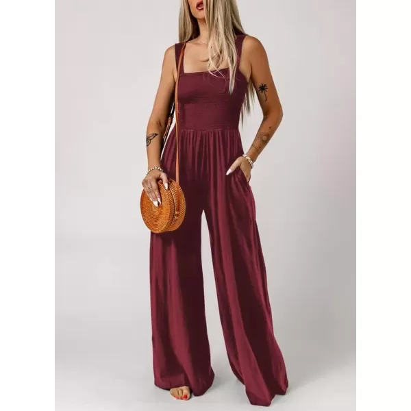 Dokotoo Women's Casual Loose Overalls Jumpsuits One Piece Sleeveless Wide Leg Long Pant Rompers With Pockets