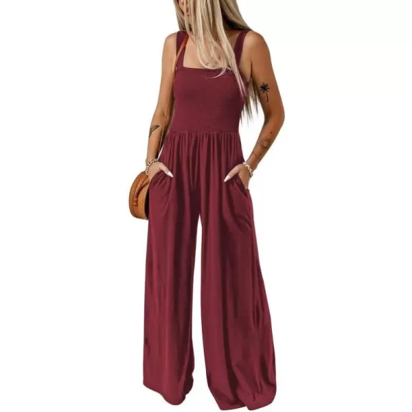 Dokotoo Women's Casual Loose Overalls Jumpsuits One Piece Sleeveless Wide Leg Long Pant Rompers With Pockets
