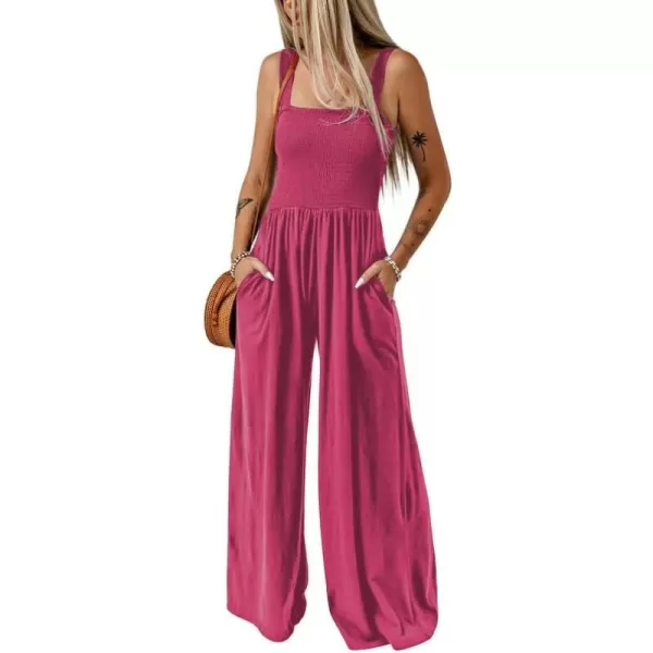 Dokotoo Women's Casual Loose Overalls Jumpsuits One Piece Sleeveless Wide Leg Long Pant Rompers With Pockets