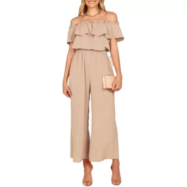 Dokotoo Women's Casual Off The Shoulder Short Ruffle Sleeves Jumpsuits Long Pant Rompers Jumpsuit with Pockets