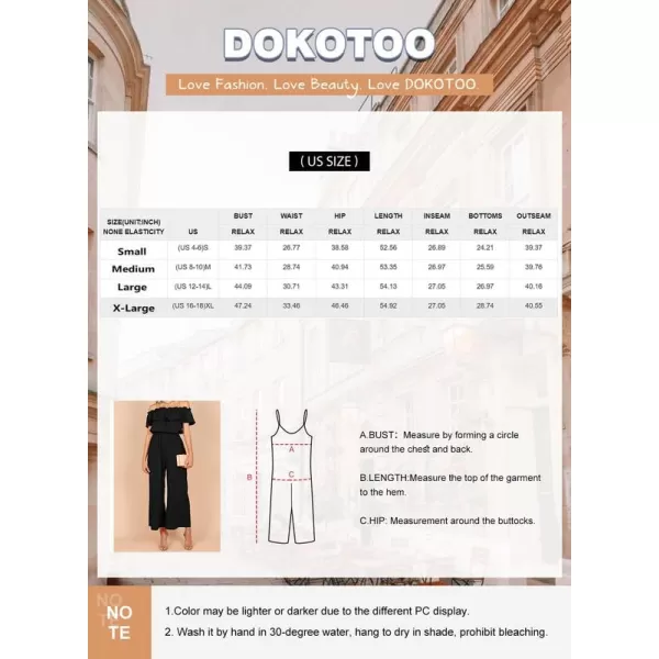 Dokotoo Women's Casual Off The Shoulder Short Ruffle Sleeves Jumpsuits Long Pant Rompers Jumpsuit with Pockets