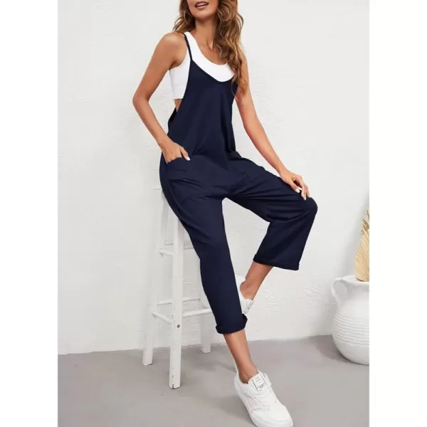 Dokotoo Women's Casual One Piece Sleeveless Jumpsuits V Neck Adjustable Spaghetti Strap Romper with Pocket