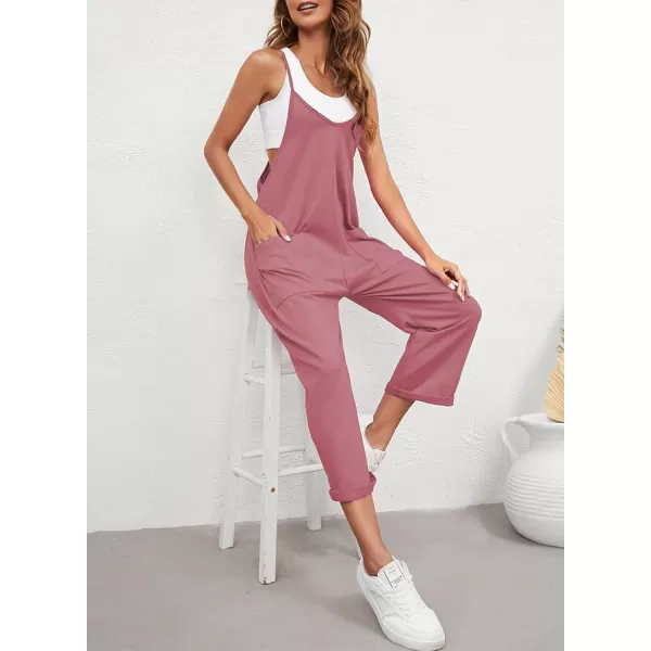 Dokotoo Women's Casual One Piece Sleeveless Jumpsuits V Neck Adjustable Spaghetti Strap Romper with Pocket