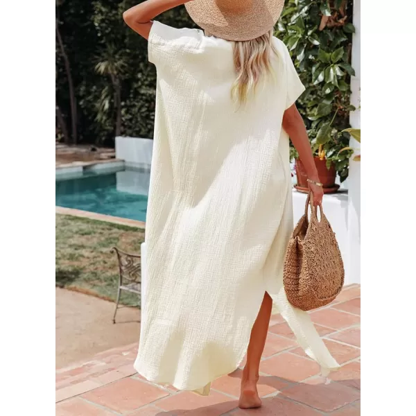 Dokotoo Womens Casual Short Sleeve Side Split Button Down Long Kimonos Cardigans Swimsuit Cover Ups