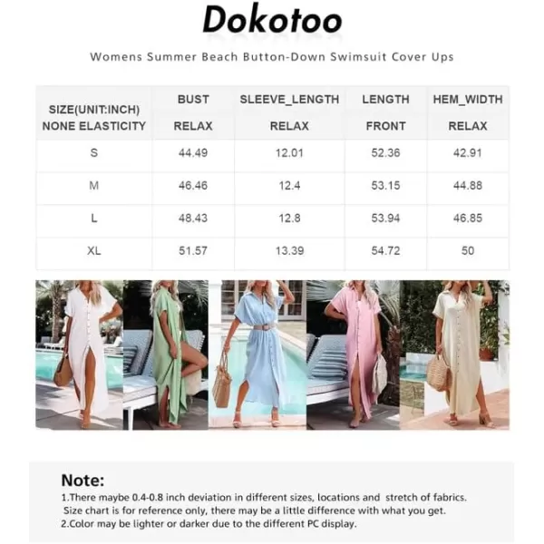 Dokotoo Womens Casual Short Sleeve Side Split Button Down Long Kimonos Cardigans Swimsuit Cover Ups