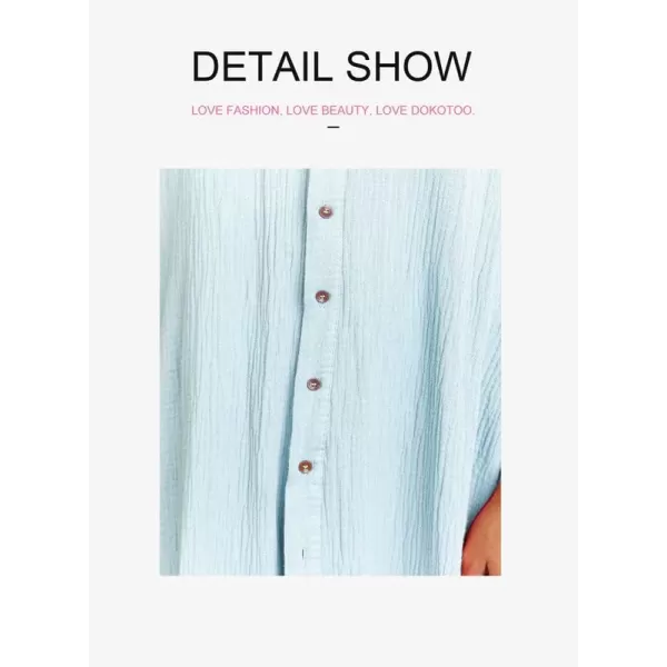 Dokotoo Womens Casual Short Sleeve Side Split Button Down Long Kimonos Cardigans Swimsuit Cover Ups