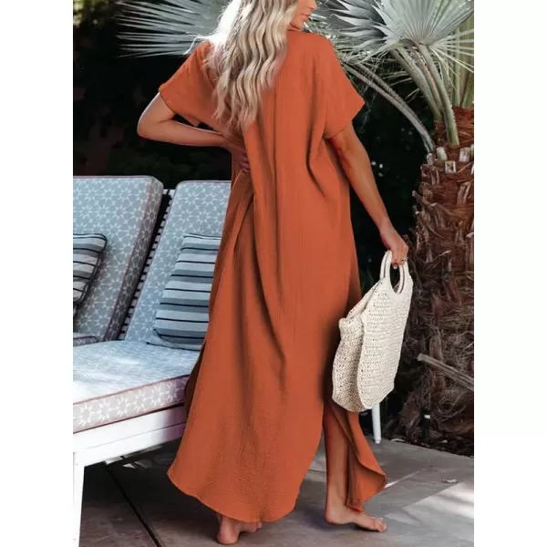 Dokotoo Womens Casual Short Sleeve Side Split Button Down Long Kimonos Cardigans Swimsuit Cover Ups