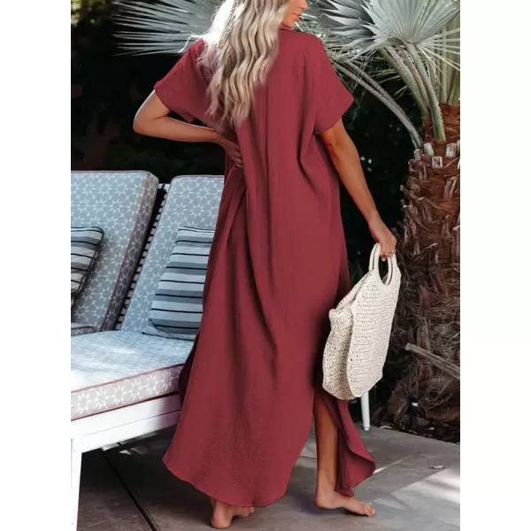 Dokotoo Womens Casual Short Sleeve Side Split Button Down Long Kimonos Cardigans Swimsuit Cover Ups