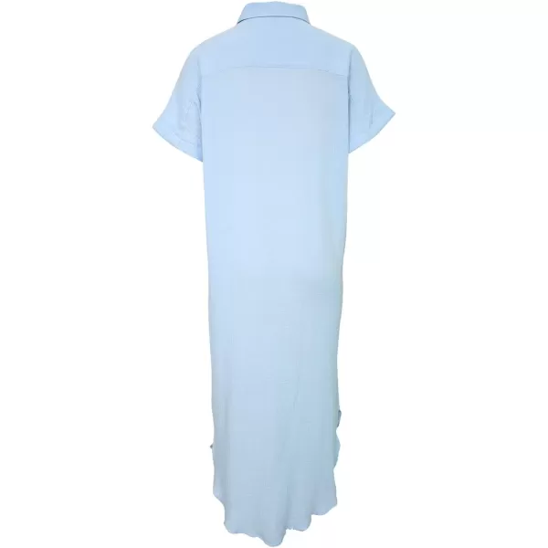 Dokotoo Womens Casual Short Sleeve Side Split Button Down Long Kimonos Cardigans Swimsuit Cover Ups
