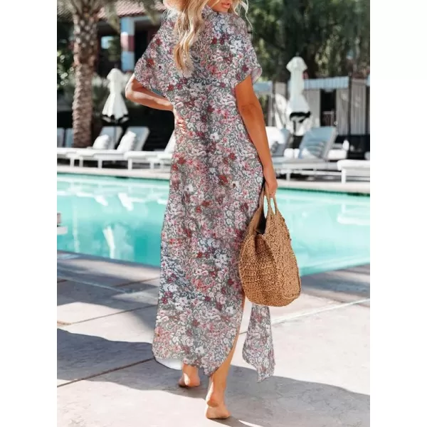 Dokotoo Womens Casual Short Sleeve Side Split Button Down Long Kimonos Cardigans Swimsuit Cover Ups
