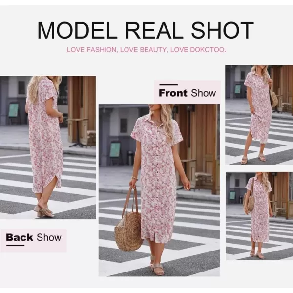 Dokotoo Womens Casual Short Sleeve Side Split Button Down Long Kimonos Cardigans Swimsuit Cover Ups